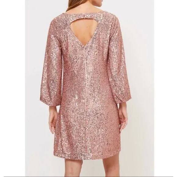 New!  Loft sequin glitzy long sleeve cutout‎ back dress, size 2 - Picture 1 of 16